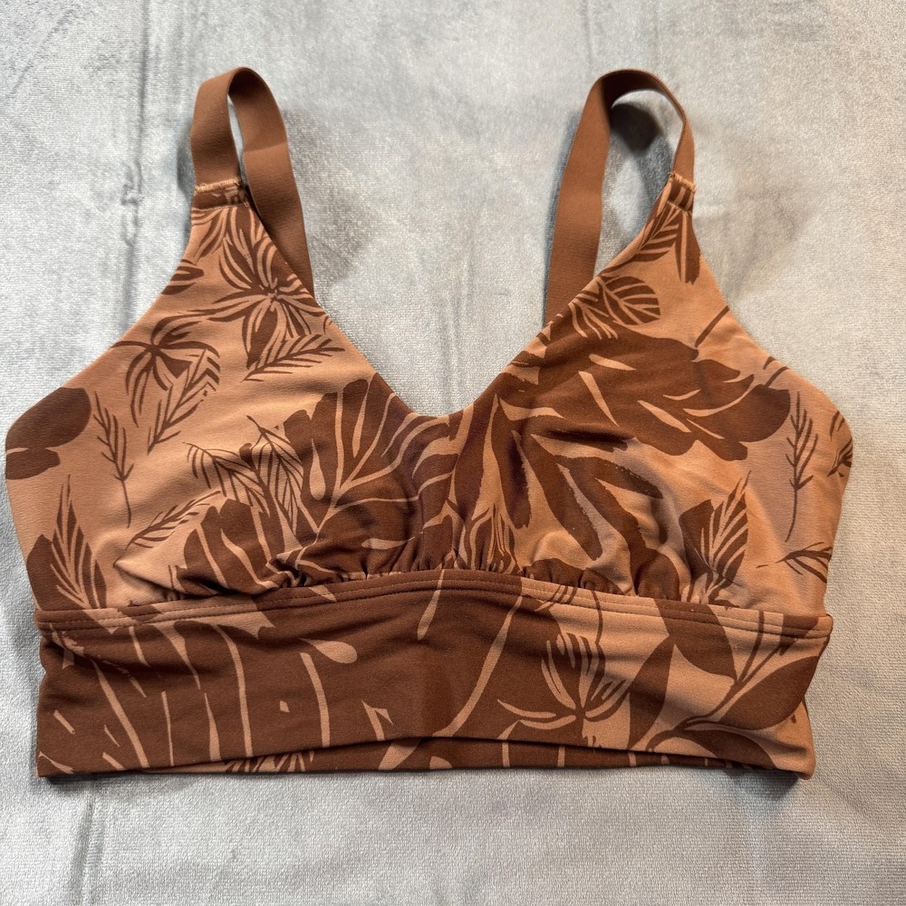 Aerie Offline Real Me Sports Bra Womens S Brown Floral Medium Support Tropical